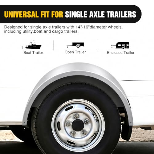 Image of Nilight Round Trailer Fenders Single Axle Mud Guards 14 to 16 in Wheels