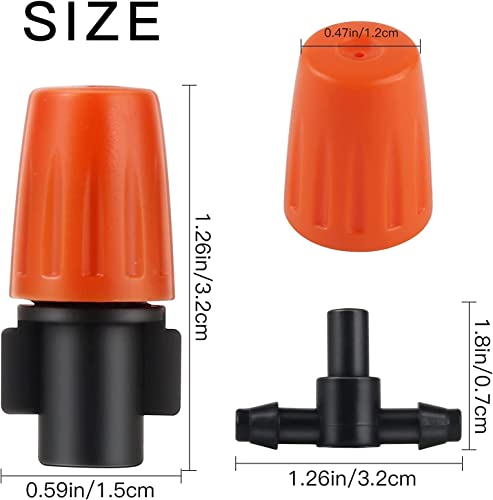 Image of Plastic Drip Irrigation Misting Nozzles with Tee Adjustable Garden Dripper Fogger Spray Emitters Sprinkler Atomizing Micro Mist Head Atomizer for Greenhouse Watering System Sprayers - 10pcs