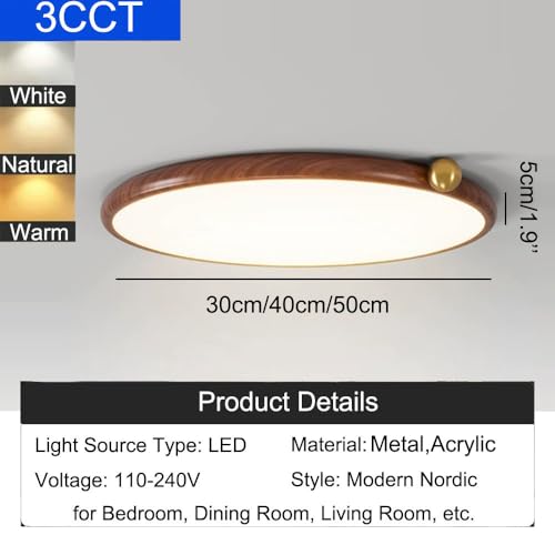 Plafonnier LED plat dimmable bois et fer pour salon - 3