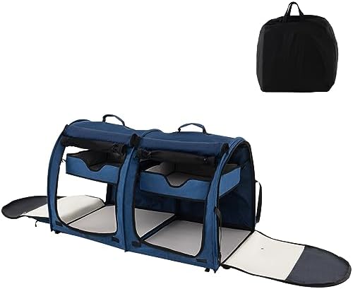 Picture of Maxmass Double Soft-Sided Pet Carrier, Portable Pet Travel Crate with 2 ...