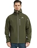NORDIC OUTLAND Chaqueta impermeable Softshell para hombre, cortavientos con capucha, 7 bolsillos, carcasa ligera para actividades al aire libre, Verde militar, Large