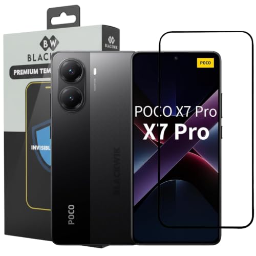Image of Blackwik Tempered Glass Screen Protector for POCO X7 Pro with Edge-To-Edge Protector Coverage | Easy Installation Kit (Black)