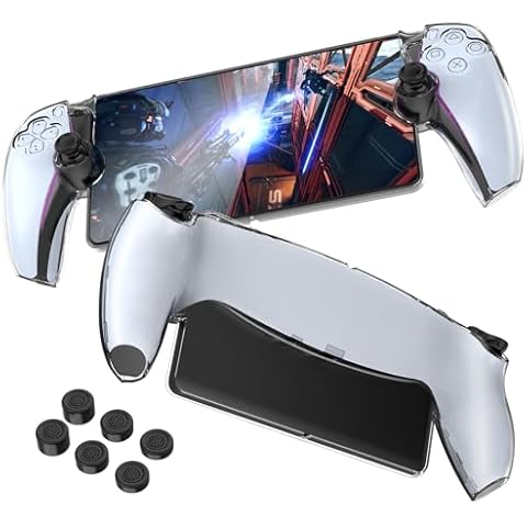 Mooroer Case Compatible with Sony PlayStation Portal, PS5 Portal Protective Case with Comfortable Ergonomic Grip & 6 Thumb Stick Caps, PlayStation Portal Accessories Cover
