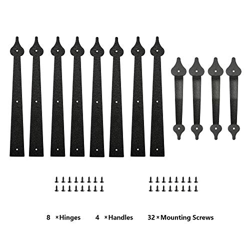 Skysen Steel Garage Door Decorative Hinges Handles Accents Hardware Kit Screw Mount,Black(Tckls-2 Pack) #TOP3