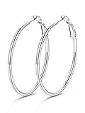 GoldChic Pendientes de Aro Plata Acero Inoxidable 40mm Aros Medianos Finos Plateado Hipoalergénicos Ligeros Minimalistas Joyas de Mujer Chica
