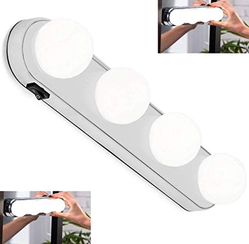 Goldstar - Juego de 4 bombillas LED para espejo de maquillaje profesional y portátil, ultrabrillante para tocador de dormitorio, baño, cocina, espejo