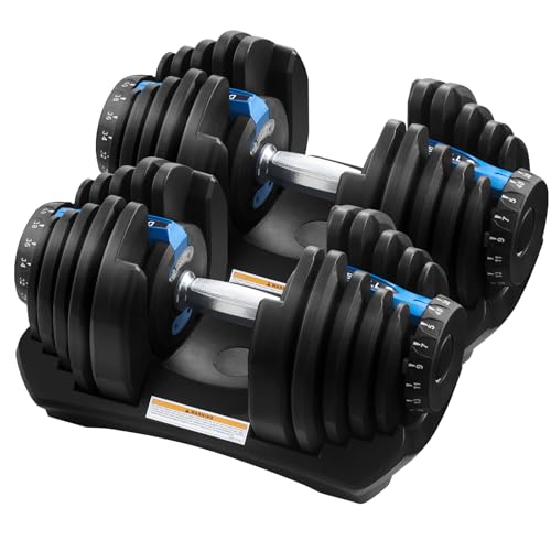 LSLIFE 40KG Adjustable Dumbbells Dumbbells Set for Saving Place Adjustable Dumbbell Weights with Safety Locking Non-Slip Handle Home Gym Strength Training (Blue-Pair Style 1-40KG)