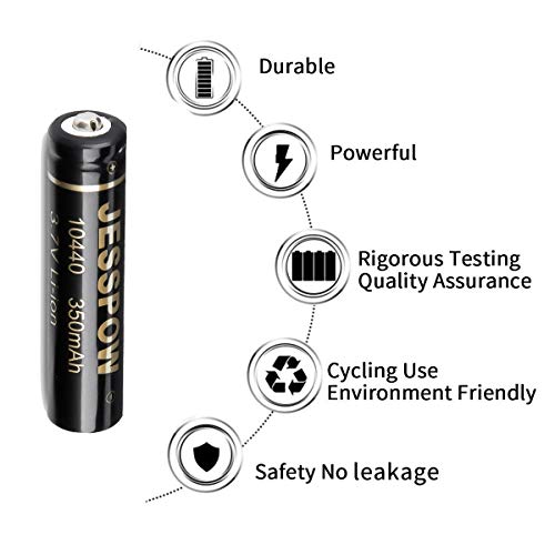 Jesspow 10440 Rechargeable Battery, 10440 Li-Ion Rechargeable Batteries 3.7V 350Mah For Led Flashlight Torch, 4 Pack #TOP4