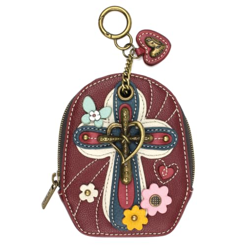 CHALA Mini Coin Purse Keychain - RFID Protected Card Holder and Coin Purse Accessory - Darling Cross