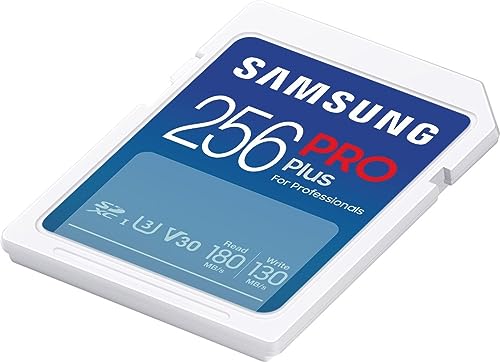Samsung PRO Plus SD Card, 256GB, UHS-I U3, Full HD & 4K UHD, 180MB/s Read, 130MB/s Write, Memory Card for SLR Cameras and System Cameras, MB-SD256S/EU