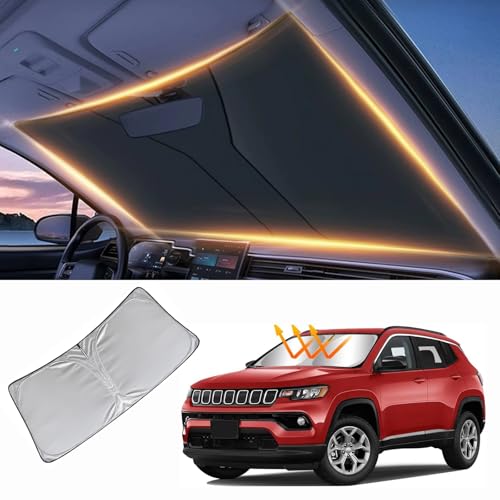 Windshield Sun Shade for Jeep Compass Front Window Shades Cover for 2007-2024 2025 2026 Compass...