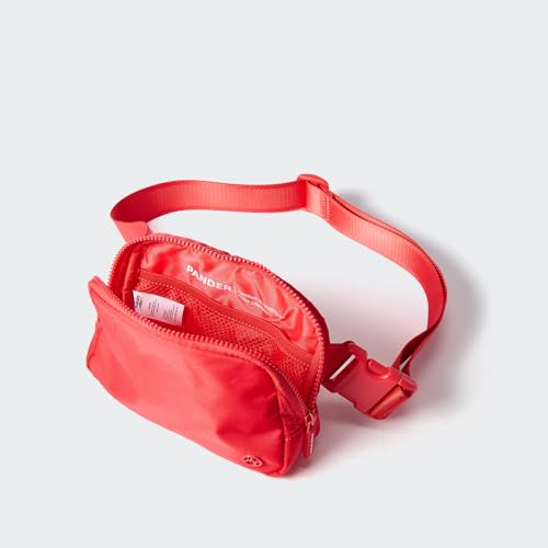 Image of Pander Two Way Zipper Fanny Pack Nylon Everywhere Belt Bag for Women, Water Repellent Waist Packs, Crossbody Bags with Adjustable Strap (Red).