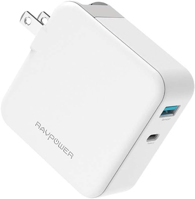 RAVPower 3-Port USB PD Wall Charger 65W+QC3.0 UK - White
