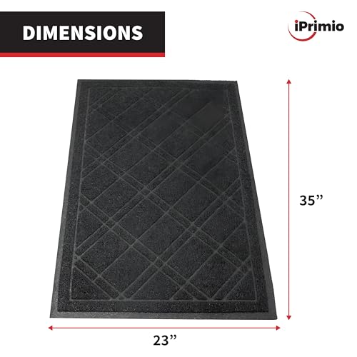 Sliptogrip Universal Door Mat, Plaid Design - Black, 35 X 23 - Anti Slip thumb #1