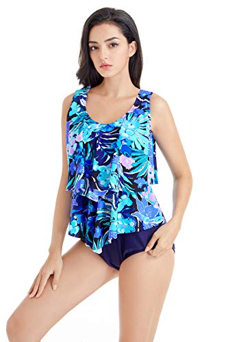 BIMEI Women's One-Piece High Neckline Pocketed Mastectomy Swimsuit991N
