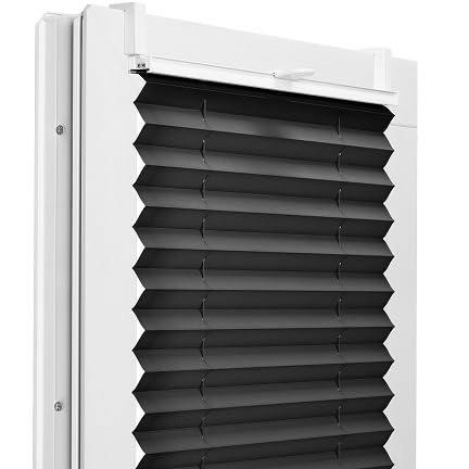 Fenster DEKOR - Plissee Klemmfix ohne Bohren Breite 70 cm x Höhe 140 cm - Fenster Plissees innen Schwarz - Faltrollo Blickdicht - Faltrollos einfach zu montieren - Blissett Rollo
