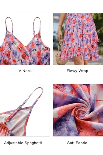 Image of Newshows Women's Lightweight Summer Wrap Dress 2026 V Neck Spaghetti Strap Midi Beach Vacation Sundress