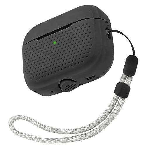 Boîtier en Silicone pour AirPods Pro 2nd Generation 2022 avec Dragonne,Liquide Silicone, Protection Contre la Poussière (Obsidienne Noire) product image