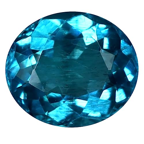 Apatite Bleue du Brésil Pierre Fine Ovale de 0.98 Carat Taille 7x6 mm pour Bijou