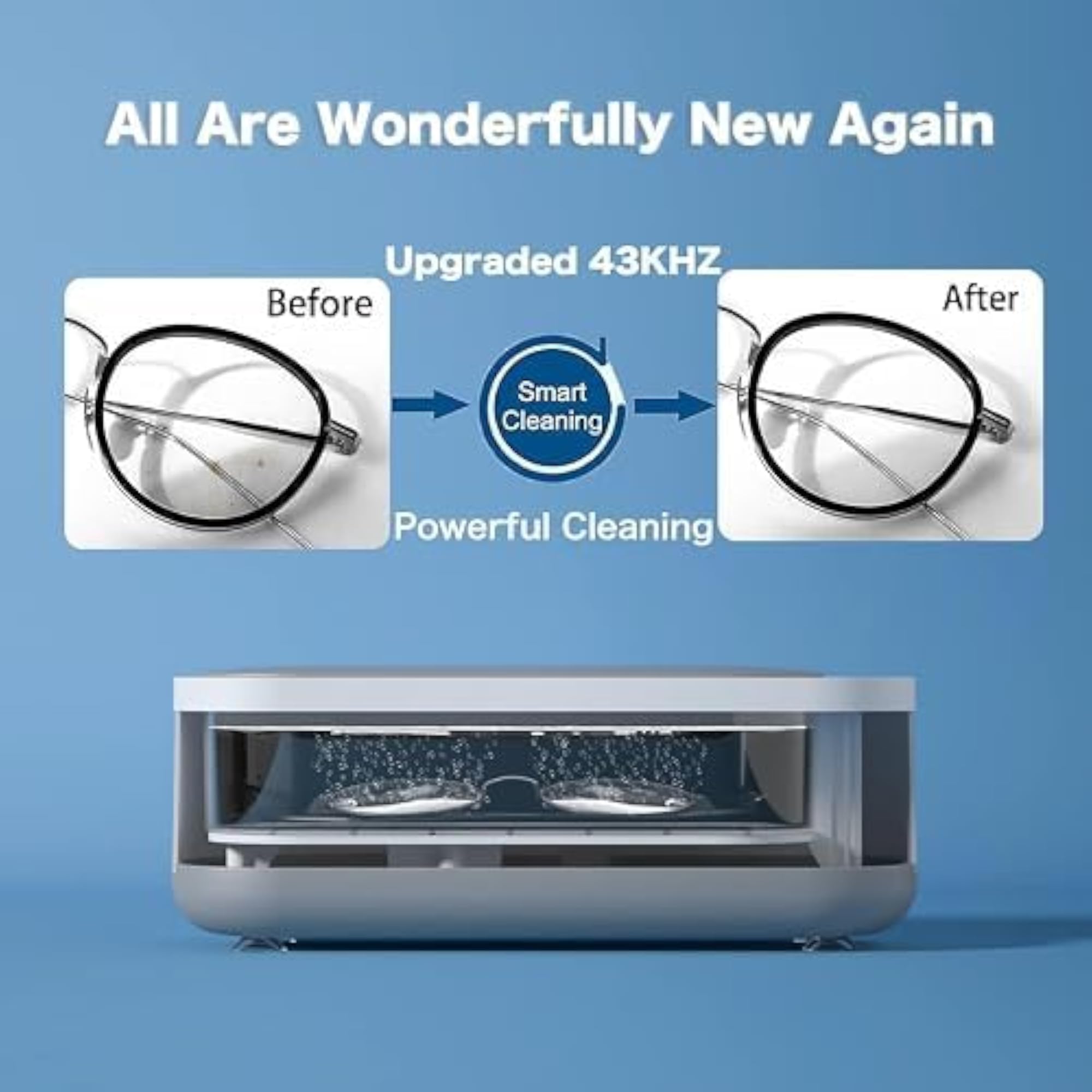 Ultrasonic Jewelry Cleaner Machine, Portable Mini Sonic Cleaning Device