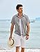 COOFANDY Men's Beach Shirt Short Sleeve Untucked Button Up Shirt Summer Shirts Light Gray
