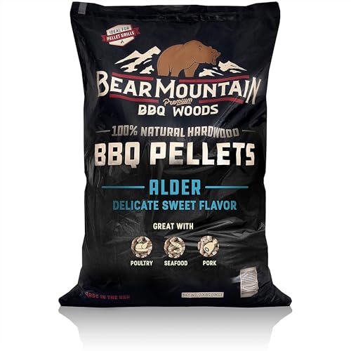 Bear Mountain Alder BBQ Wood Pellets for Smoker and Grill, 20 lb Bag - All-Natural Hardwood for...