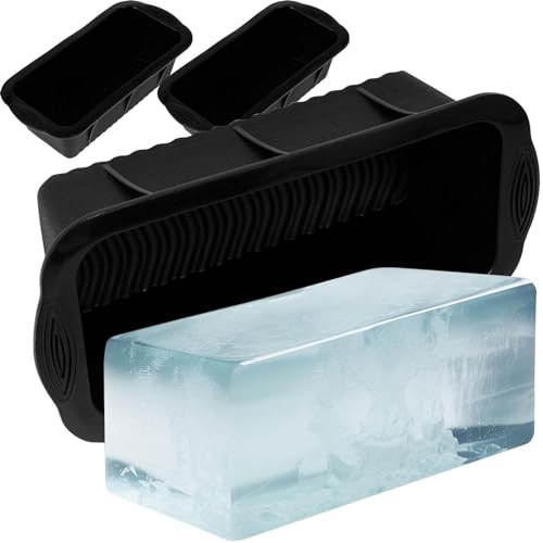 3Pcs Extra Large Ice Mold Silicone Ice Block Mold 10×5.1×2.8 Inch Ice Cube Maker Reusable Tray Dishwasher Safe Container Durable Ice Bath Chiller for Home