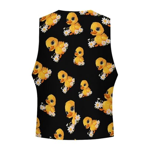 Yellow Duck with Daisies Novelty Men's Suit Vest Funny Formal Dress Vests Business Waistcoat4