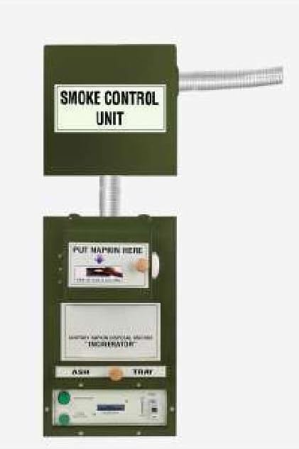 Generic Sanitary Napkin Incinerator Machine with Digital Display | Napkin Disposal Machine | 180-200 Pads per Day | 25 Min Cycle Time | Steel Body with Anti-Rust Powder Coating (Green) | 1 Count