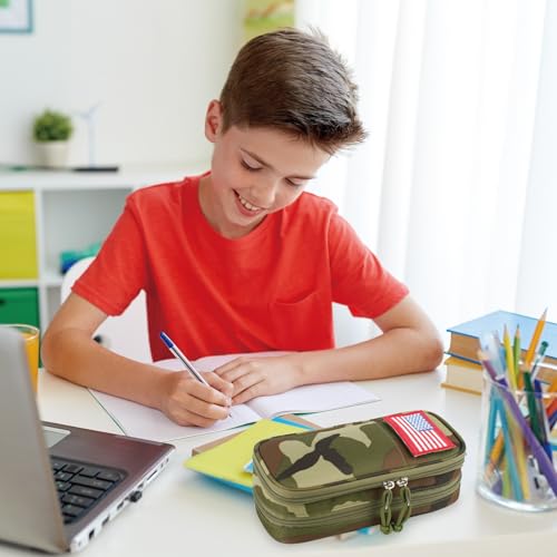 Image of Tactical Pencil Case for Boy,Large Capacity Pencil Pouch,Marker Organizer Case Pen Box, Tool Bag Desk Organizer for School College Office Organizers for Kids Men Women Adult Teens(Camo Green)