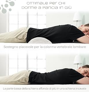 WELL B4 Cuscino Lombare ergonomico, supporto lombare per letto e divano per sostenere la schiena bassa da sdraiati, cuscino supporto lombare per lordosi, Lumbar support pillow, cuscino schienale