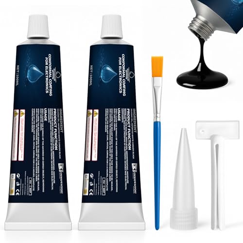 1DFAUL Vernice protettiva nera da 200 ml per elettronica, vernice protettiva in silicone, sigillante isolante, impermeabile, resistente alla polvere e all'umidità, per una protezione affidabile dei