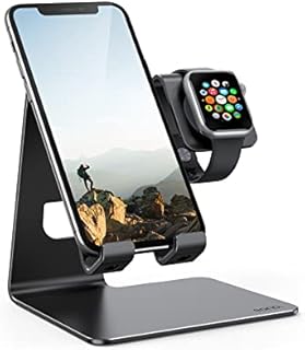 Amazon Brand - Eono 2 in 1 Apple Watch Phone Stand, Desktop Smartphone iWatch Holder Charging Station Dock for Applewatch Ultra Series 8/7/6/5/4/3/2/1/SE, iPhone 14 Plus Pro Max 13 Mini 12 11 XS X XR