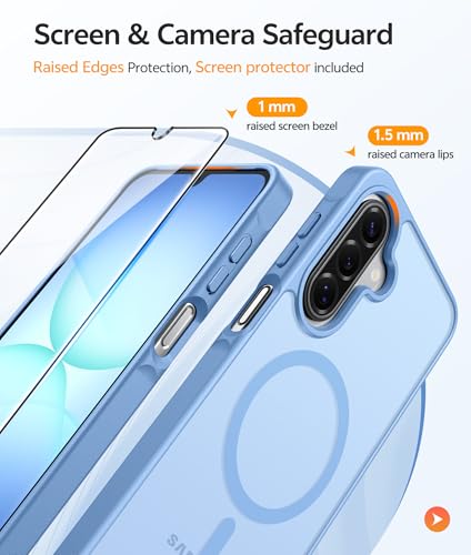 Image of FNTCASE for Galaxy A17 /A16 5G Phone Case: for Samsung A17 Cases [Compatible with Magsafe] [Screen Protector] Matte Translucent Military Grade Protection for Samsung A 17 & A 16 4G Cover - Light Blue