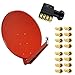 Produktbild Gibertini SE 75 cm Ziegelrot Sat Schüssel Satelliten Antenne Spiegel Digital + PremiumX Octo LNB mit 8 Teilnehmer + F-Stecker