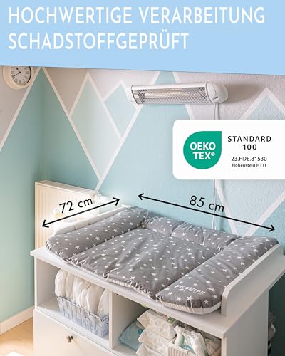 Pic Bear - Fasciatoio, Facile Da Pulire, Materassino Per Fasciatoio, Cuscino Per Fasciatoio, 85 X 72 Cm, Motivo Pois, Bianco-Antracite - 5