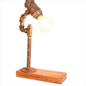 tafellamp Creatief dimbaar massief hout, smeedijzeren lampen, eenvoudige Den woonkamer lampen industriële windpijp…