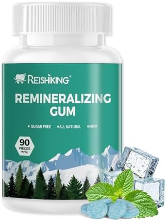 REMINERALIZING GUM, 90 Pieces, Teeth Remineralization, Sugar-Free Chewing Gum with Xylitol, Mint Flavor, Two pills after meals to freshen breath and clean teeth (1pcs)