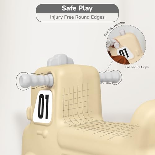 R for Rabbit Rock N Ride 3 in 1 Baby Push Ride-On Car with Rocker & Balance Board Mode | Non-Toxic, Durable and Safe Rocking Horse Rider for Kids 1-4 Years Age, Upto 20kgs Weight (Beige Grey) - Image 7