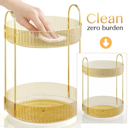 Kinkota Rotating Makeup Organizer Countertop, 2 Tier, Gold by Kinkota - Used condition - Image 7