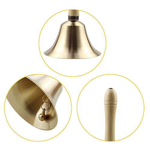 Sopcone Hand Bell Extra Loud Solid Brass Call Bell Handbells With Wooden Handle Multi-Purpose For School, Churchl, Hotel, Christmas And Wedding Service (8Cm) #TOP4
