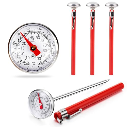 Spezell 3Pack Immediate Read High Precision Food Thermometer 1 inch Staineless Dial Pocket Thermometer for Milk Frothing, Coffee, Baby Bottles, Meat and Other Food and Drink