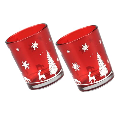 Alipis 2pezzi Portacandele Tema Natalizio Tazze Di Vetro Per Candele Bicchiere Per Candela Da Aromaterapia Decorazioni Per Stanze Gotiche Squisito Portacandele in Vetro