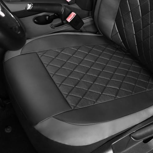 Image of AUTOFAN Premium Universal Pu Leather Car Seat Covers - Front Seats, Airbag Safe, Water-Resistant Durable Vinyl, Fits 95% of Cars, Trucks, SUVs, Sedans (Gray)