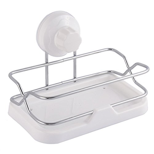 Ruilogod Cesta de metal para baño, rectangular, para pared, con ventosa, estante de almacenamiento (id: 424 7b7 f5d 22c 3fd
