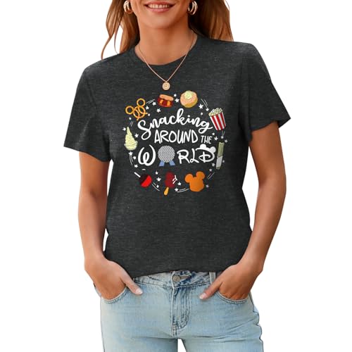Image of Magical Shirt for Women Magic Kingdom T Shirt Family Vacation Tee Princess Castle Casual Short Sleeve Tops