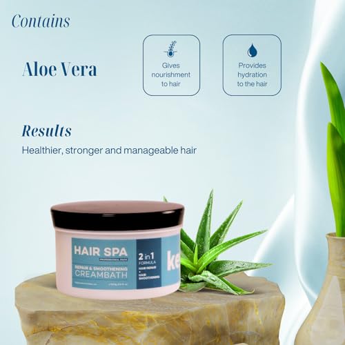 Image of Keywest Professional Hair Spa Cream - 500gm | 2in1 Formula Hair Repair + Hair Smoothening Creambath | Enriched with Aloe Vera Goodness