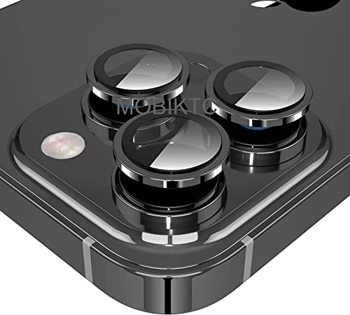 Image of For iPhone 13 Pro Max 6.7 inch | For iPhone 13 Pro 6.1 inch Camera Lens Protector Tempered Glass (3 Set) Aluminum Alloy Edge Tempered Glass - (Black,3 Pack)