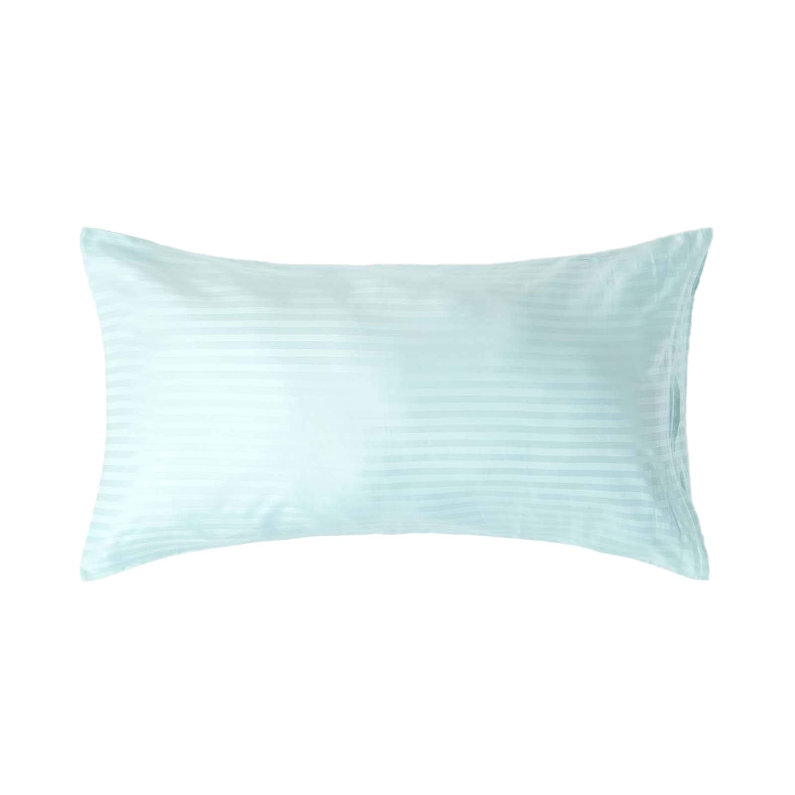 HOMESCAPES Blue Pure Egyptian Cotton King Size Pillowcase 330 TC 500 Thread Count Percale Equivalent Satin Stripe Housewife Pillow Case Pack of 2 โ image 1