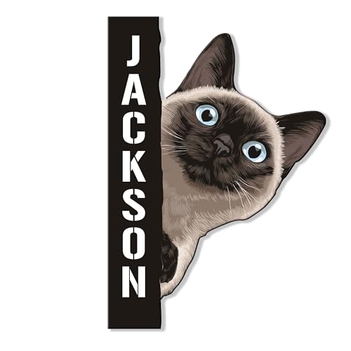 Personalized Siamese Cat Metal Sign for Porch Wall Yard
